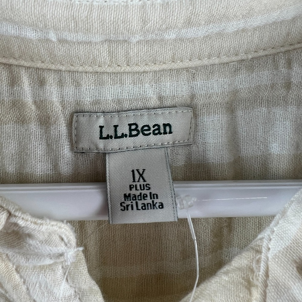 LL Bean Womens Shirt Cloud Gauze Long Sleeve Button Up Striped Beachy 1X - Picture 6 of 8